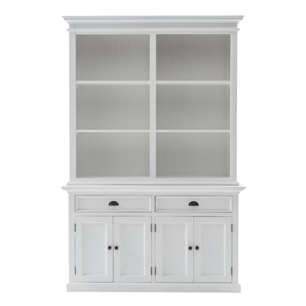 Novasolo Halifax Hutch Reol M 4 Låger 2 Skuffer Og 6 Hylder Hvid Mdf Mahogni Og Messing Fra Novasolo - 8994921003498