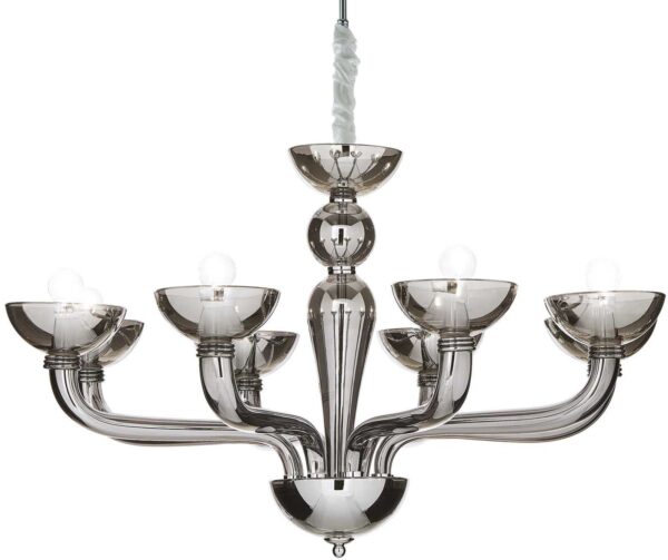 Casanova Pendel Lampe Sp8 Metal By D 88 Cm X H 51 Cm Røg Krom Fra Ideal Lux - 8021696095615