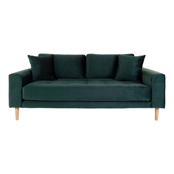 House Nordic Lido 2 5 Pers Sofa Mørkegrøn Velour Og Natur Træ Fra House Nordic - 5713917010066