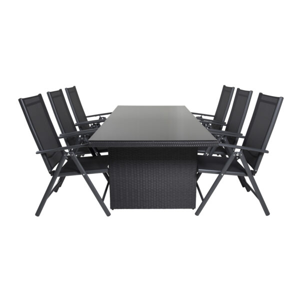 Venture Design Havesæt M Padova Bord 200x100 Og 6 Break 5 Pos Stole M Armlæn Glas Alu Flet Fra Venture Design