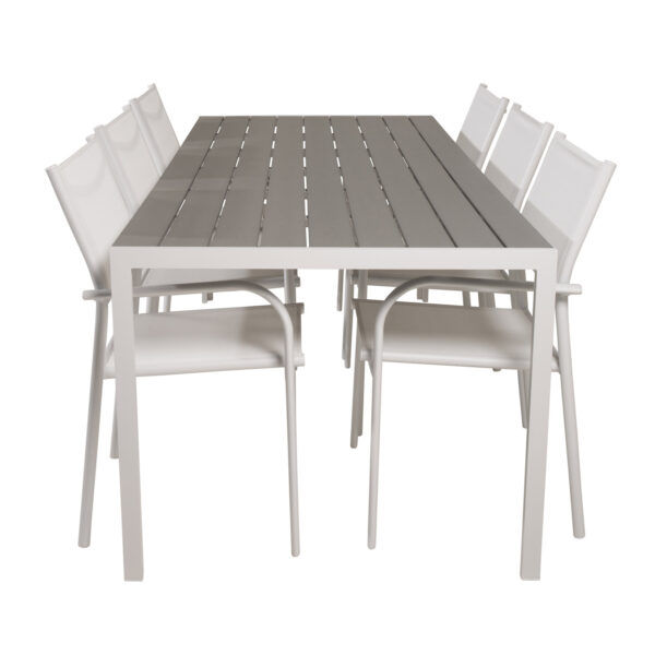 Venture Design Havesæt M Break Bord 205x90 Og 6 Santorini Stole M Armlæn Aintwood Alu Fra Venture Design