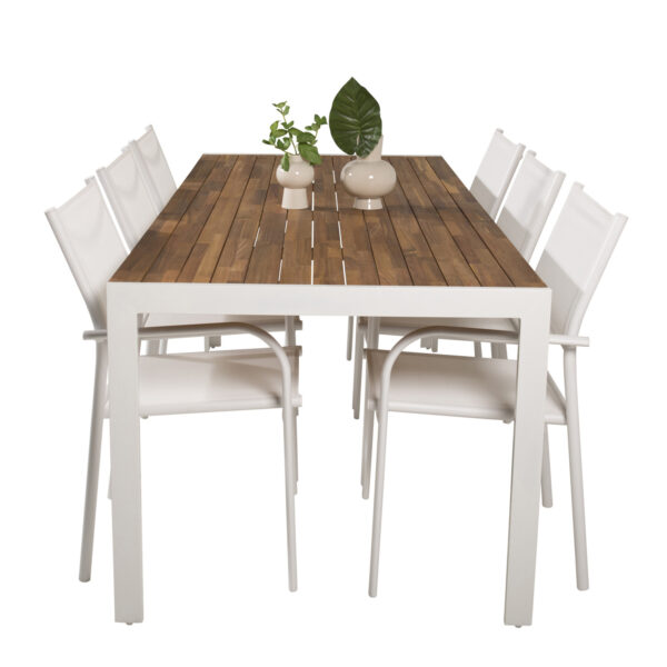 Venture Design Havesæt M Bois Bord 200x100 Og 6 Santorini Stole M Armlæn Akacie Alu Fra Venture Design