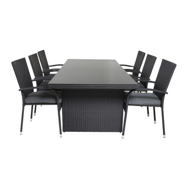 Venture Design Havesæt M Padova Bord 200x100 Og 6 Anna Stole M Armlæn Glas Alu Rattan Fra Venture Design