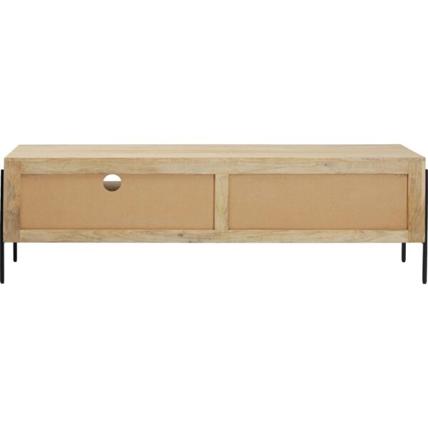 Kare Design Rektangulær Modena Tv Bord M Låge Og Skuffe Natur Mangotræ Og Aluminium 160x40 Fra Kare Design - 4025621848868
