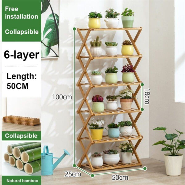 Plantestativ Reol I Bambus Med 6 Hylder 50 Cm