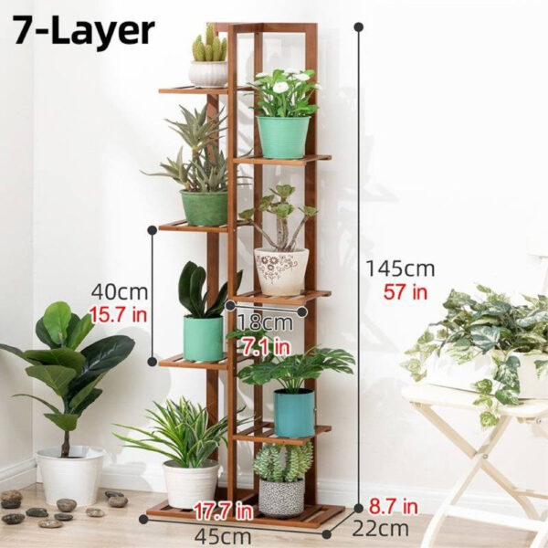 Reol I Bambus Med 7 Hylder Str 45x22x145cm