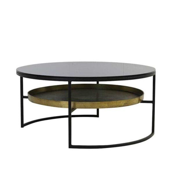 Sofabord Rowdy Sort Glas Top Og Antik Bronze Hylde New Fra Eget Lager Light & Living