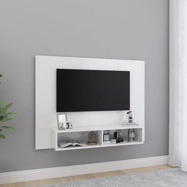 Væghængt Tv Skab 120x23 5x90 Cm Konstrueret Træ Hvid Højglans - 8720286606155
