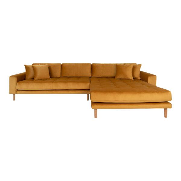 House Nordic Lido Sofa M Højrevendt Chaiselong Sennepsgul Velour Fra House Nordic - 5713917006601