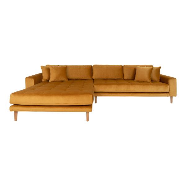 House Nordic Lido Sofa M Venstrevendt Chaiselong Sennepsgul Velour Fra House Nordic - 5713917006656