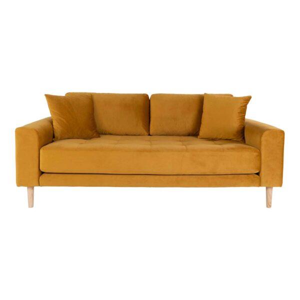 House Nordic Lido 2 5 Pers Sofa Sennepsgul Velour Og Natur Træ Fra House Nordic - 5713917010059