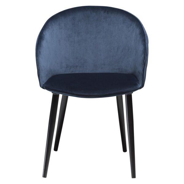 Dan Form Dual Spisebordsstol M Armlæn Blå Velour Og Sort Stål Fra Dan Form - 5710172068702