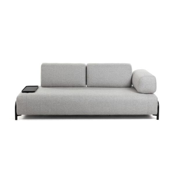 Laforma Compo 3 Pers Sofa M Lille Bakke Lysegrå Stof Og Metal Fra Laforma - 8433840554402