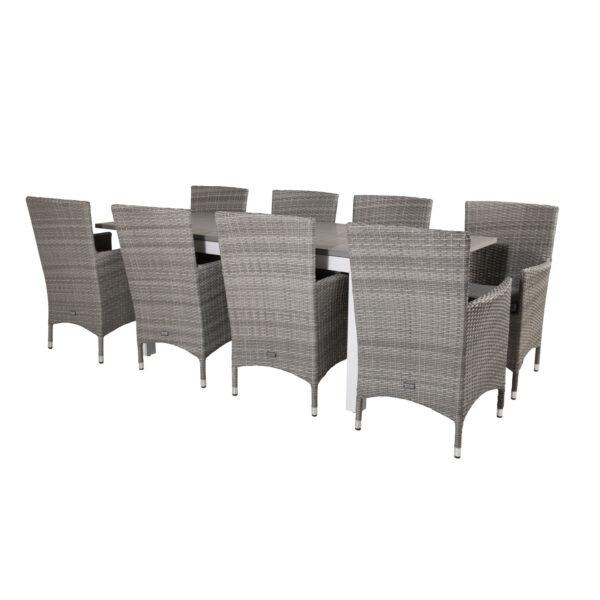 Venture Design Havesæt M Albany Bord M Udtræk Og 8 Malin Stole M Armlæn Grå Rattan Aintwood Fra Venture Design