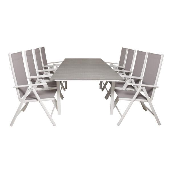 Venture Design Havesæt M Levels Bord M Udtræk Og 8 Break Stole M Recliner Grå Aintwood Textilene Fra Venture Design