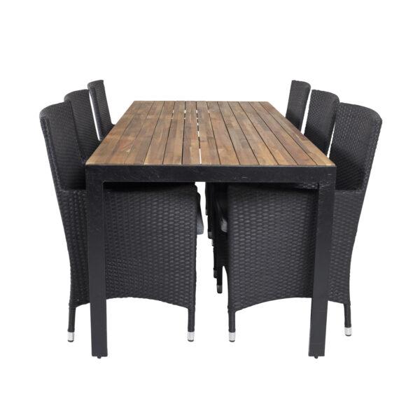 Venture Design Havesæt M Bois Bord 200x100 Og 6 Malin Stole M Armlæn Akacie Alu Flet Fra Venture Design