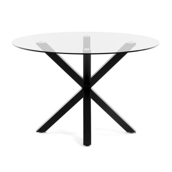 Laforma Rund Arya Spisebord Klar Glas Og Sort Stål ø119 Fra Laforma - 8433840551388