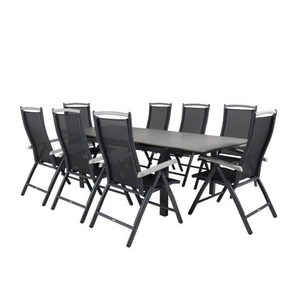 Venture Design Havesæt M Levels Bord M Udtræk Og 8 Albany Stole M Recliner Grå Aintwood Sort Fra Venture Design