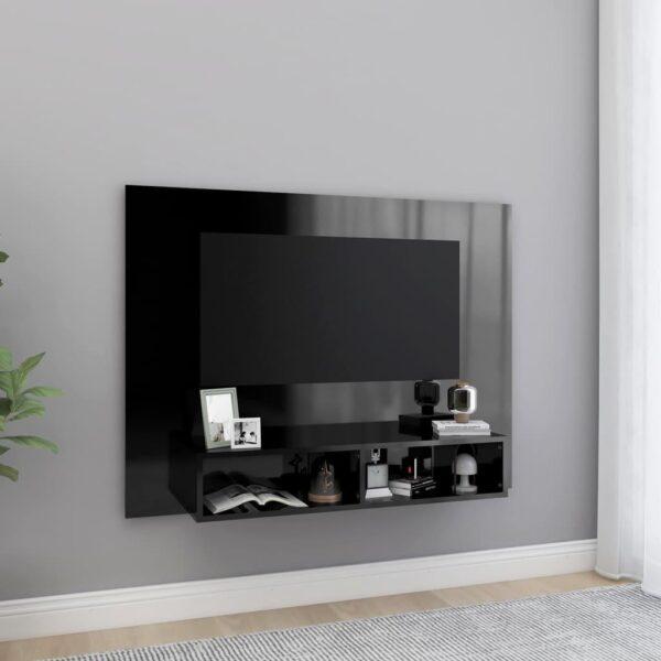 Væghængt Tv Skab 120x23 5x90 Cm Konstrueret Træ Sort Højglans - 8720286606162