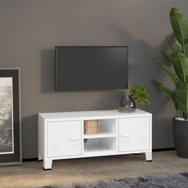 Industrielt Tv Skab 105x35x42 Cm Hvid - 8720286699546