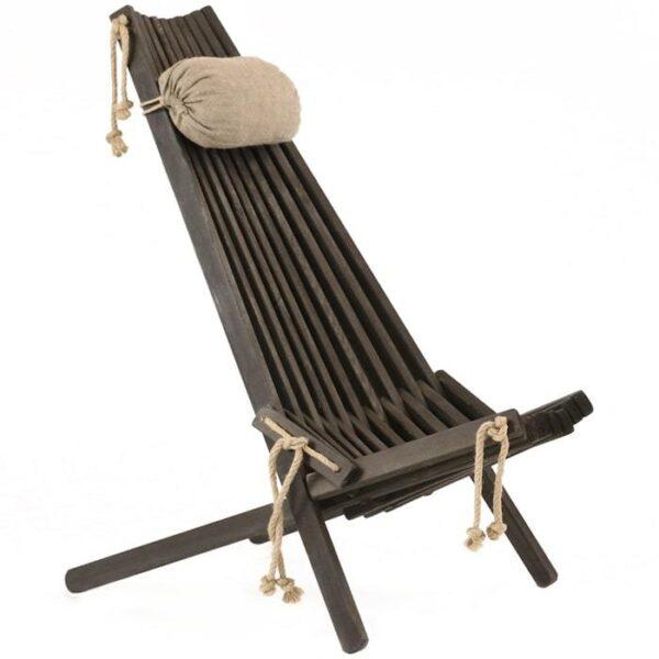 Ecochair Loungestol Med Pude Fyrretræ Grå Olieret Fra Ecofurn