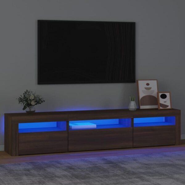 Tv Bord Med Led Lys 195x35x40 Cm Brun Egetræsfarve - 8720845648930