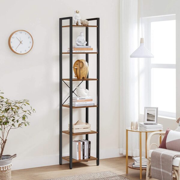 Høj Reol Med 6 Hylder Brun Fra Songmics