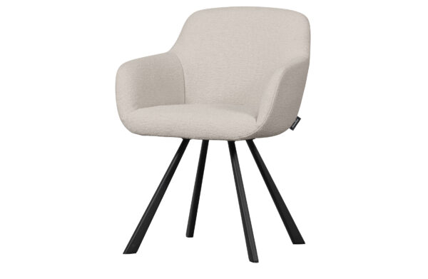 Woood Exclusive Juno Spisebordsstol M Armlæn Natur Bouclé Polyester Og Sort Metal Fra Woood Exclusive - 8714713179473