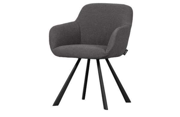Woood Exclusive Juno Spisebordsstol M Armlæn Mellemgrå Bouclé Polyester Og Sort Metal Fra Woood Exclusive - 8714713179480