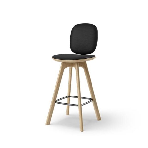 Pauline Comfort Barstol H65 Egetræ Sort Læder Fra Brdr Krüger - 5712428015966