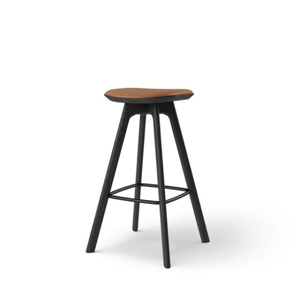 Pauline Barstol H75 Egetræ Sortlakeret Brandy Læder Fra Brdr Krüger - 5712428016703