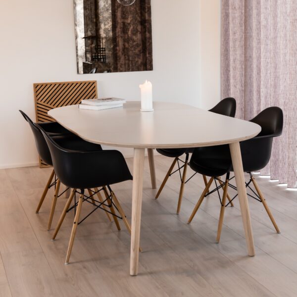 Dt 100 Rundt Spisebord Med 1 Tillægsplade I Hvid Laminat Fire Størrelser Bord Med 1 Tillægsplade ø 100 Cm 1 X 50 Cm