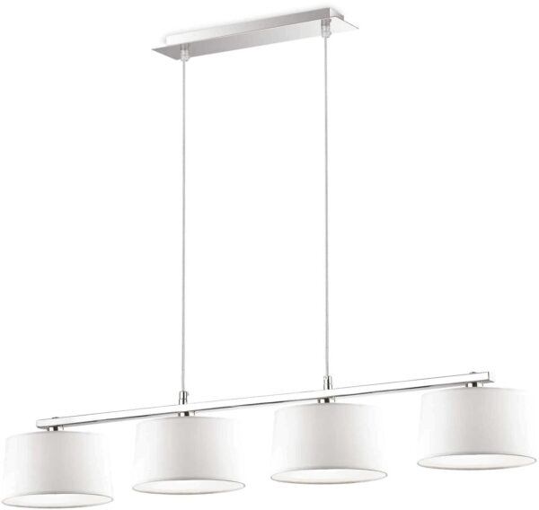 Hilton Pendel Lampe G9 Max 4 X 40w G9 Hvid Krom Metal Glas Stof L930xhmin220 Max1000xb180mm Fra Ideal Lux - 8021696075495