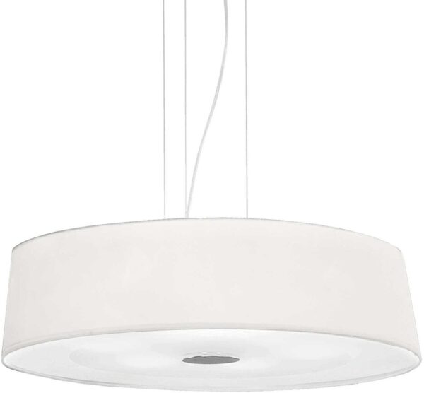 Hilton Pendel Lampe E27 Max 6 X 60w E27 Hvid Krom Metal Glas Stof ø600xhmin210 Max2300mm Fra Ideal Lux - 8021696075518