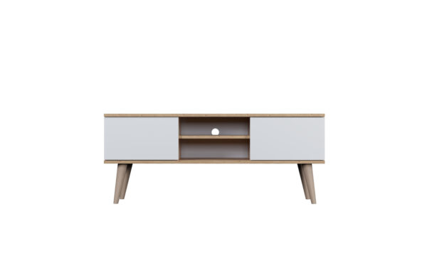 Kocot Rtv Toronto Tv Bord M 2 Låger Og 1 Hylde Natur Hvid Finér Og Natur Bøgetræ 120x35 Fra Kocot - 5903282060425