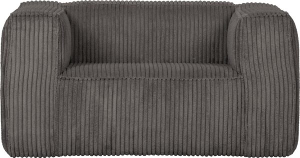 Bean Loungestol Med Ribbet Stof Mørkegrå H74x98x146 Cm Fra Woood Exclusive - 8714713140527