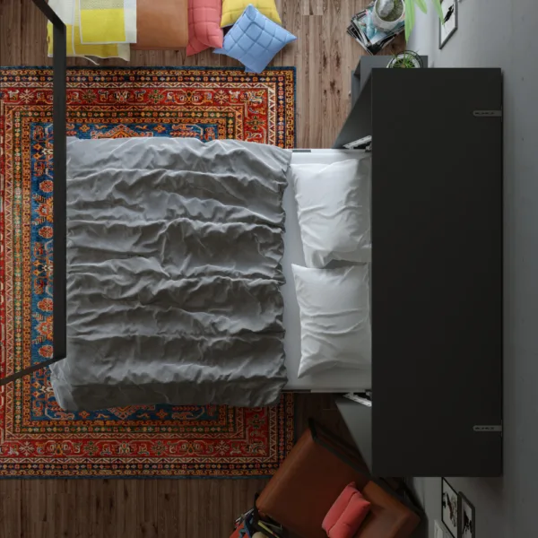 Nordic Skabsseng Høj Model 160x200 Cm Farve Skab Antracit Front Hvid