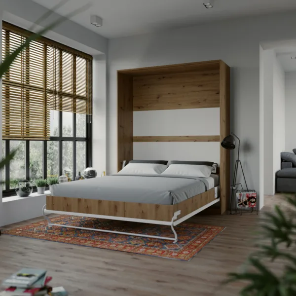 Nordic Skabsseng Høj Model 160x200 Cm Farve Skab Antracit Front Vild Eg