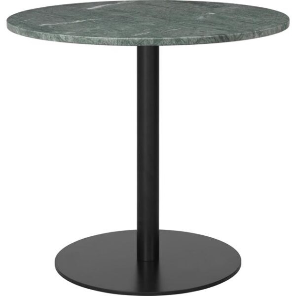 1 0 Spisebord Rundt ø80 Cm M Sort Base Og Grøn Guatemala Marmor Top Fra Gubi - 5710902723246