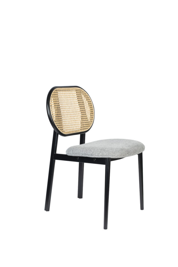 Zuiver Spike Spisebordsstol Natur Rattan Grå Polyester Og Sort Stål Fra Zuiver - 8718548057517