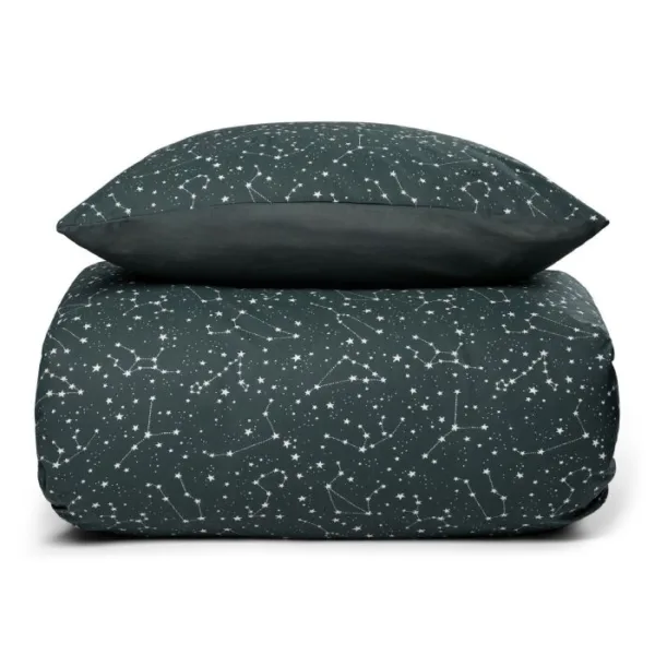 King Size Sengetøj 240x220 Cm Sengetøj Til Dobbeltdyne I 100% Bomuld Zodiac Grøn Stjernebillede Sengesæt Fra Borg Living - 5704039522490