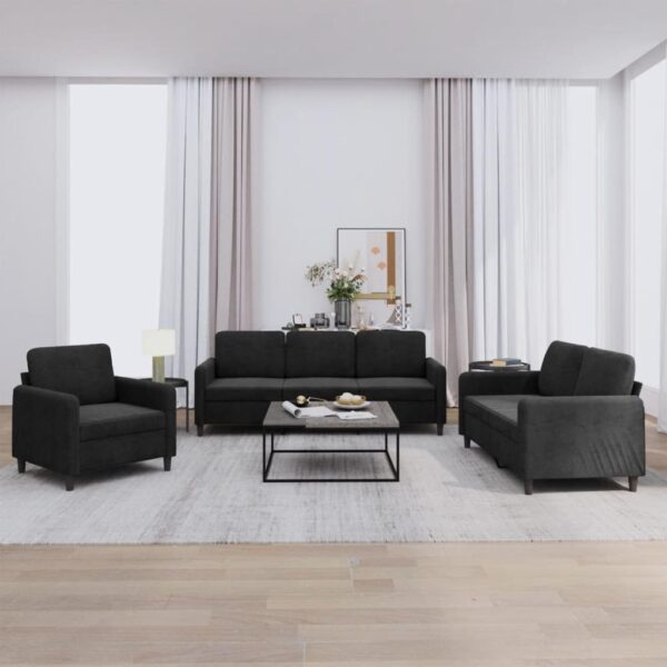 3 Personers Sofa Velour Sort - 8721012069060