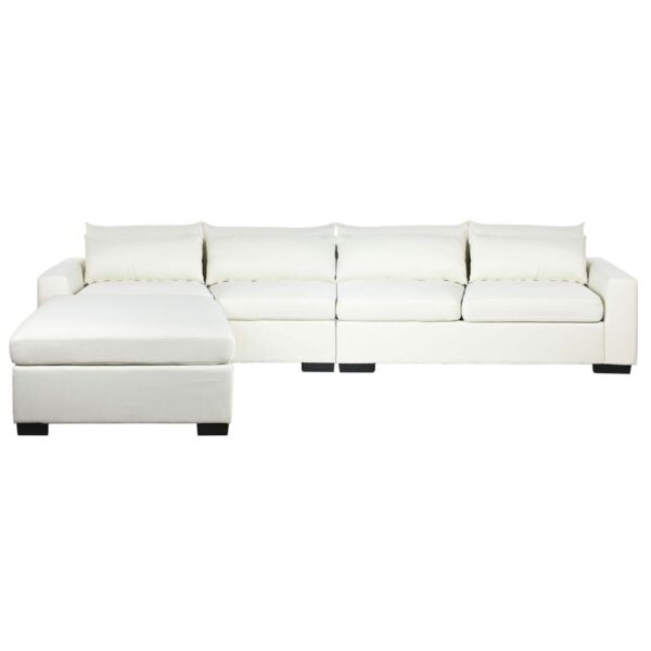 Chaiselong Sofa Beige Flødefarvet Træ Moderne 386 X 218 X 88 Cm - 8424002055530