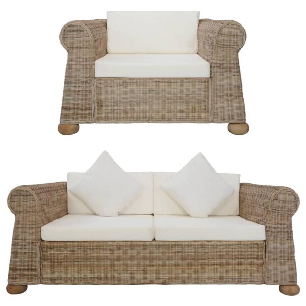 2 Personers Sofa Med Hynder Naturlig Rattan - 8719883731469