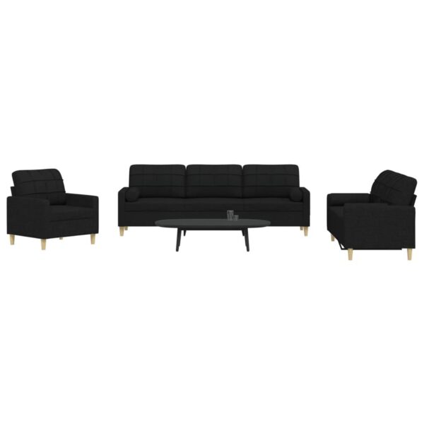 3 Personers Sofa Med Pyntepuder Stof Sort - 8721102602986
