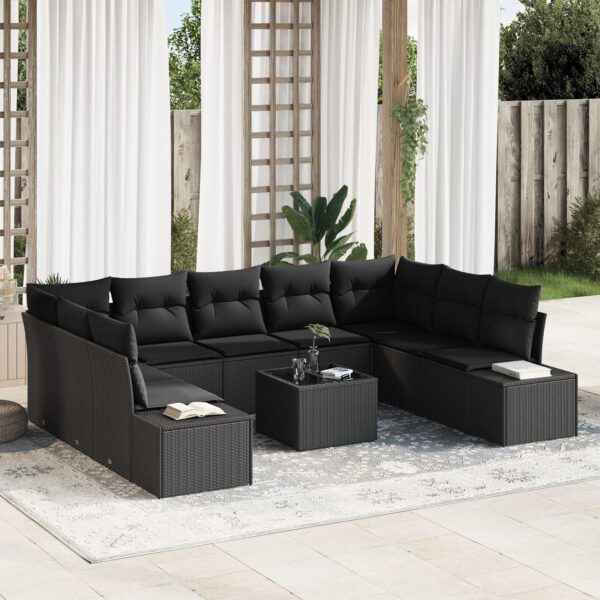 10 Stk Have Sofa Sæt Med Puder Beige Poly Rattan - 8721158968197