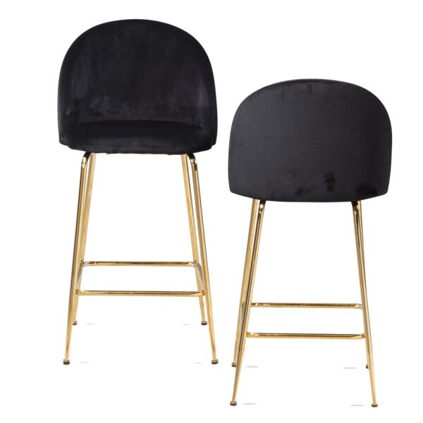 Skab Et Elegant Look Med Disse Moderne Barstole I Sort Fløjl Og Guldben! Fra Skyport - 4251757715358