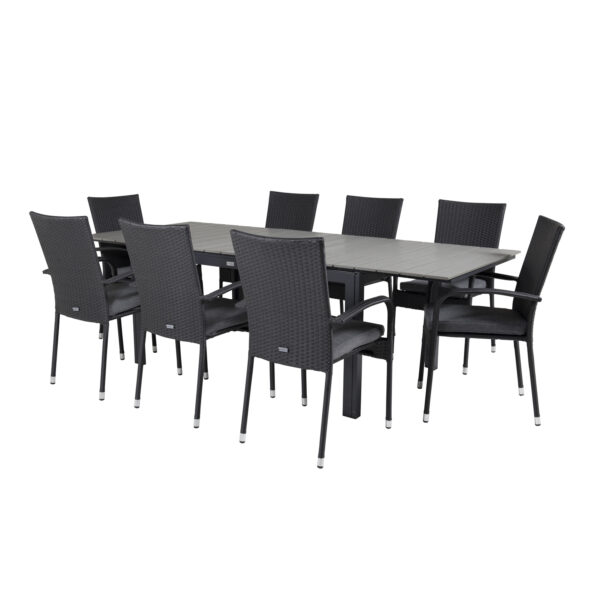 Venture Design Havesæt M Levels Bord M Udtræk Og 8 Anna Stole M Armlæn Grå Aintwood Sort Rattan Fra Venture Design