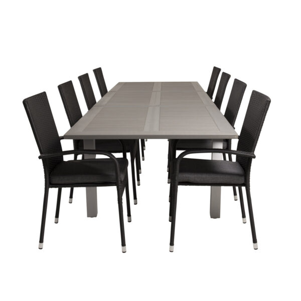 Venture Design Havesæt M Albany Bord M Udtræk Og 8 Anna Stole M Armlæn Grå Aintwood Sort Rattan Fra Venture Design