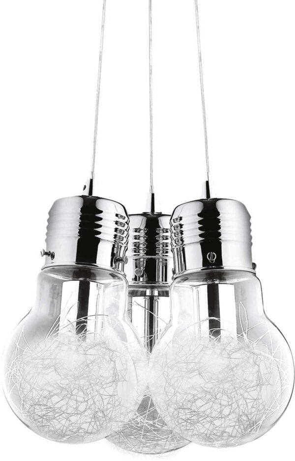 Luce Max Pendel Lampe E27 Max 3 X 60w E27 Gennemsigtig Krom Metal Glas ø320xhmin300 Max1200mm Fra Ideal Lux - 8021696081762